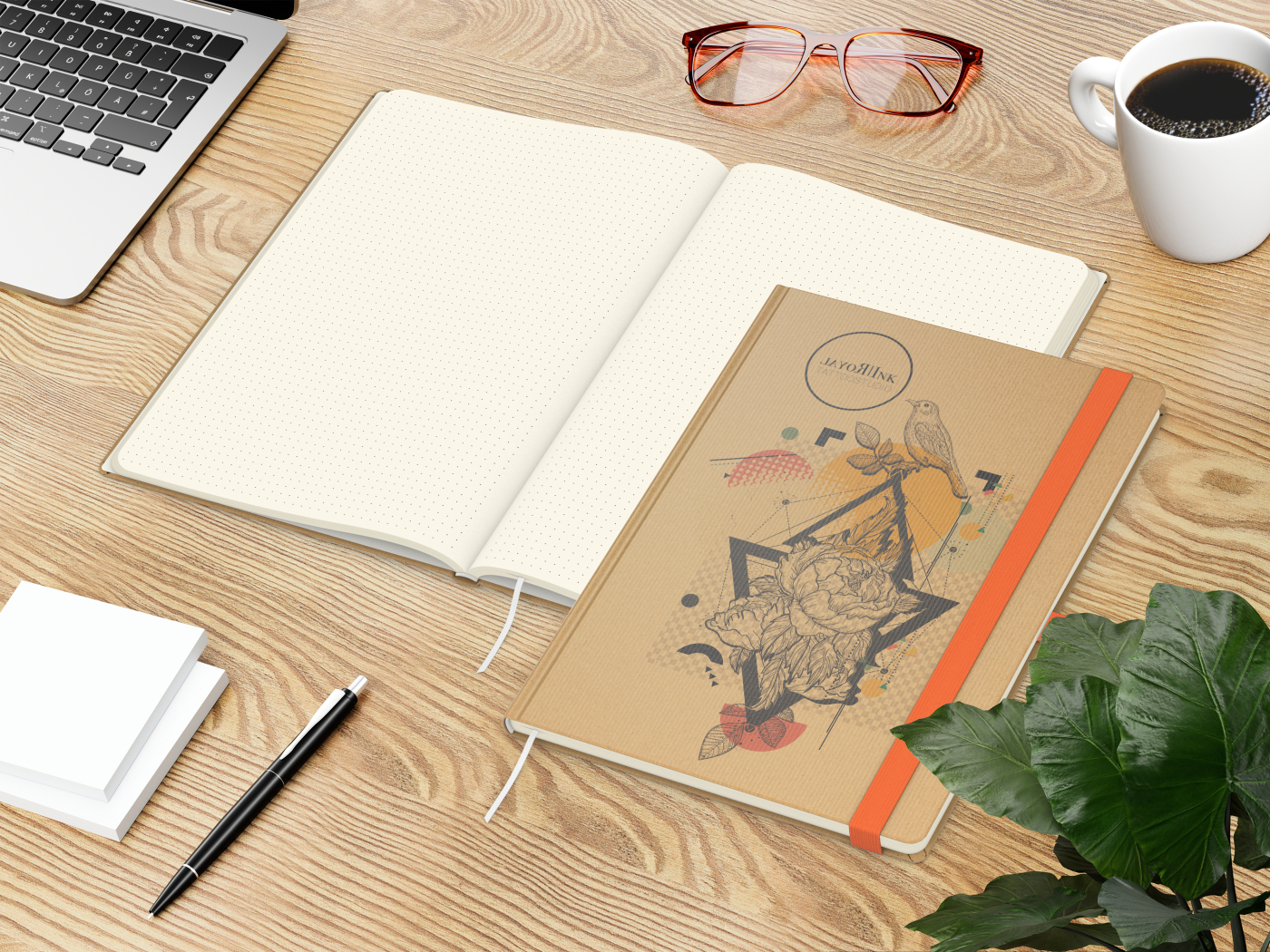 Notizbuch Match-Book Naturpapier-Hardcover individuell bedruckt