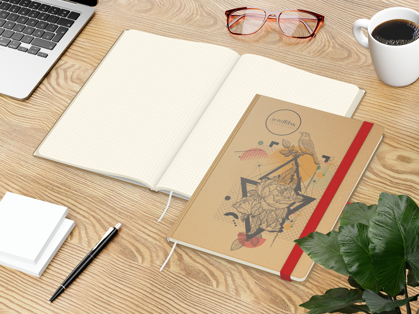 Notizbuch Match-Book Naturpapier-Hardcover individuell bedruckt