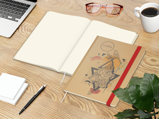 Notizbuch Match-Book Naturpapier-Hardcover individuell bedruckt