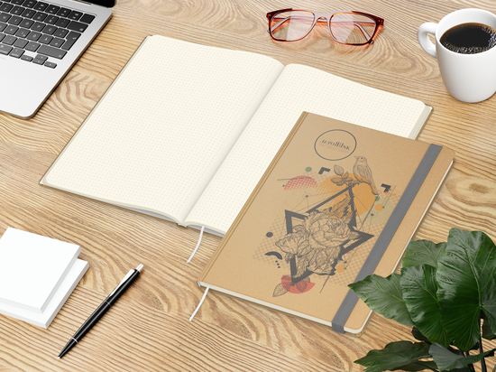 Notizbuch Match-Book Naturpapier-Hardcover individuell bedruckt