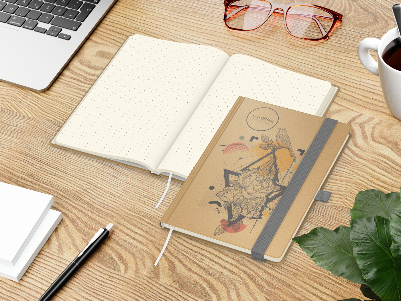Notizbuch Match-Book Naturpapier-Hardcover individuell bedruckt