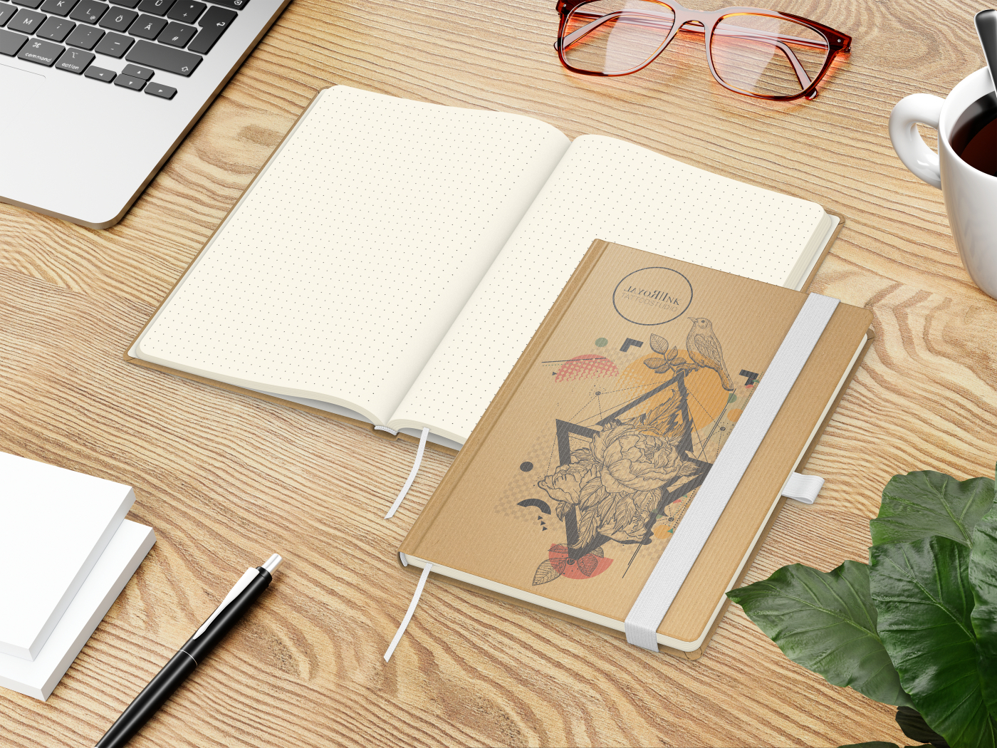 Notizbuch Match-Book Naturpapier-Hardcover individuell bedruckt