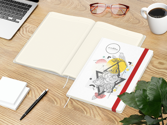 Notizbuch Match-Book Naturpapier-Hardcover individuell bedruckt