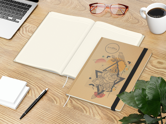 Notizbuch Match-Book Naturpapier-Hardcover individuell bedruckt