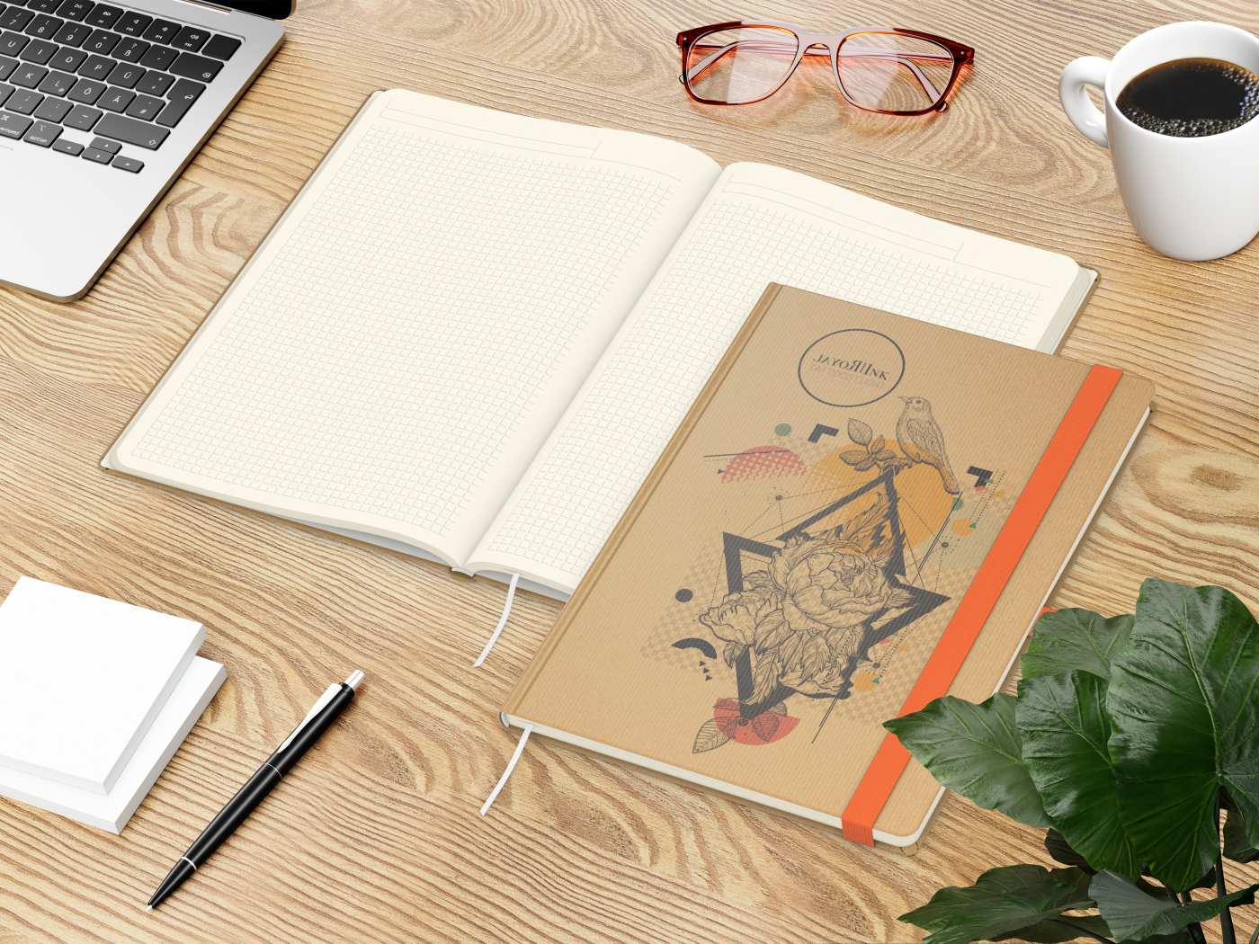 Notizbuch Match-Book Naturpapier-Hardcover individuell bedruckt