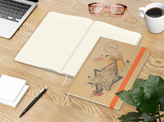 Notizbuch Match-Book Naturpapier-Hardcover individuell bedruckt