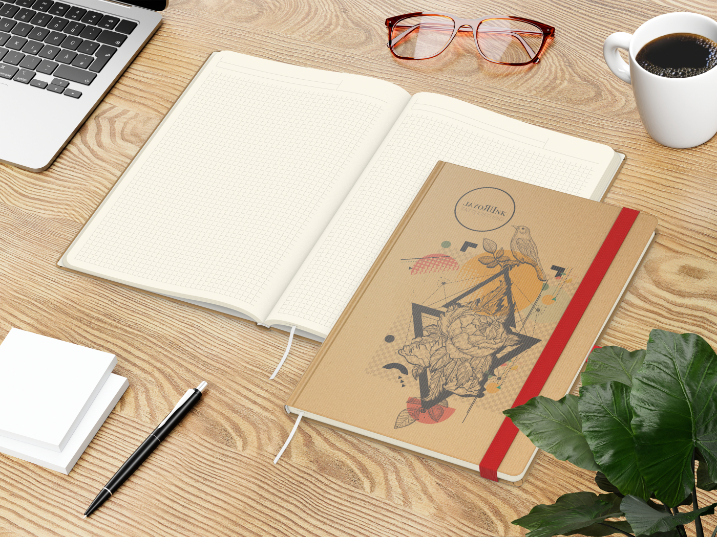 Notizbuch Match-Book Naturpapier-Hardcover individuell bedruckt