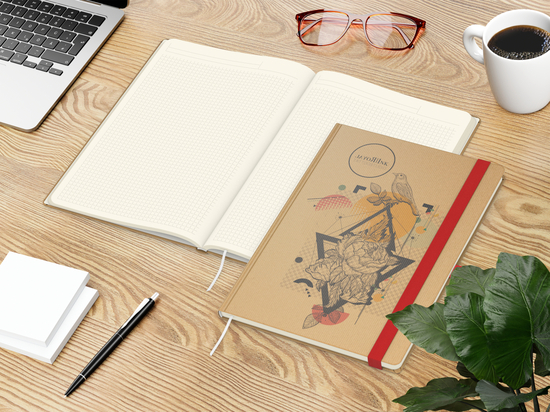 Notizbuch Match-Book Naturpapier-Hardcover individuell bedruckt
