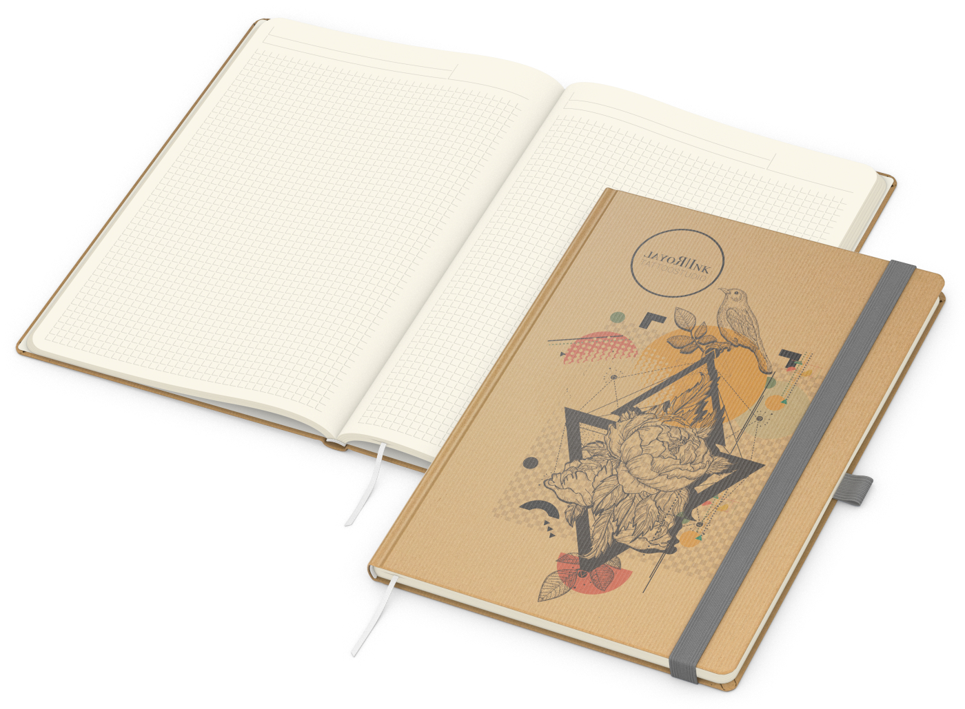 Notizbuch Match-Book Naturpapier-Hardcover individuell bedruckt