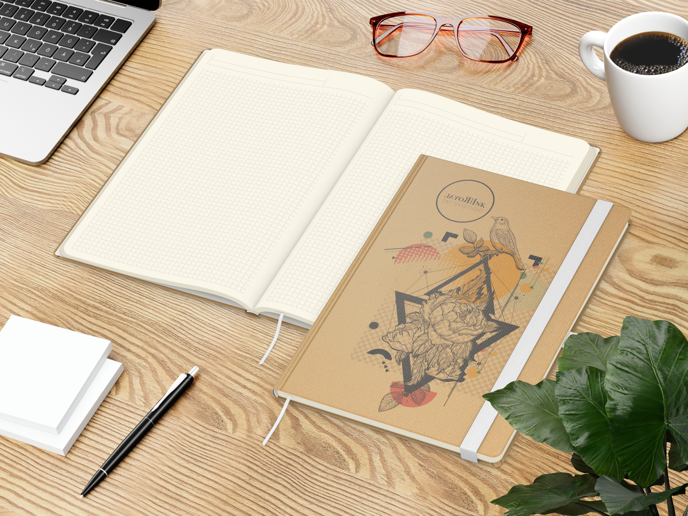 Notizbuch Match-Book Naturpapier-Hardcover individuell bedruckt