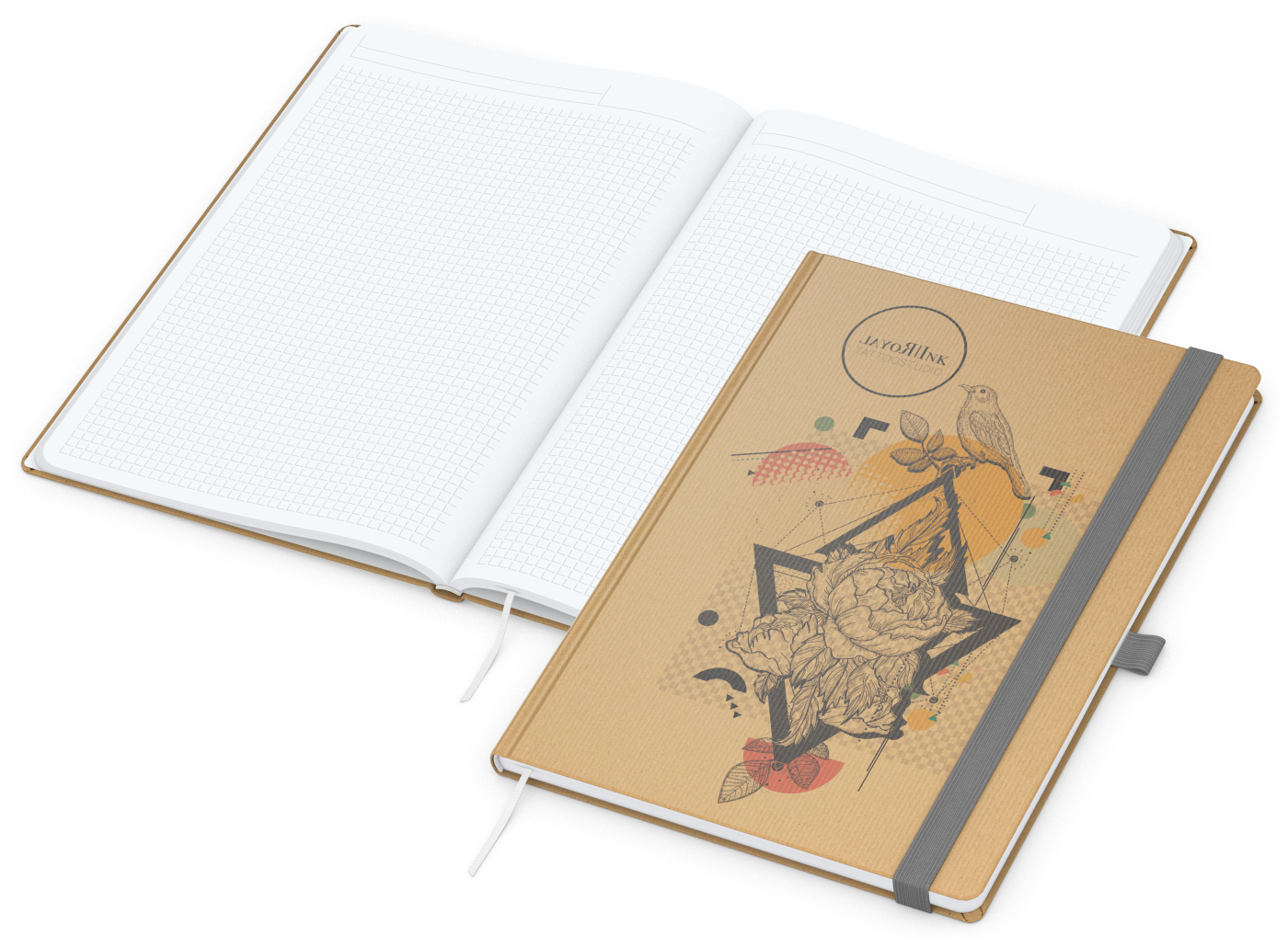 Notizbuch Match-Book Naturpapier-Hardcover individuell bedruckt