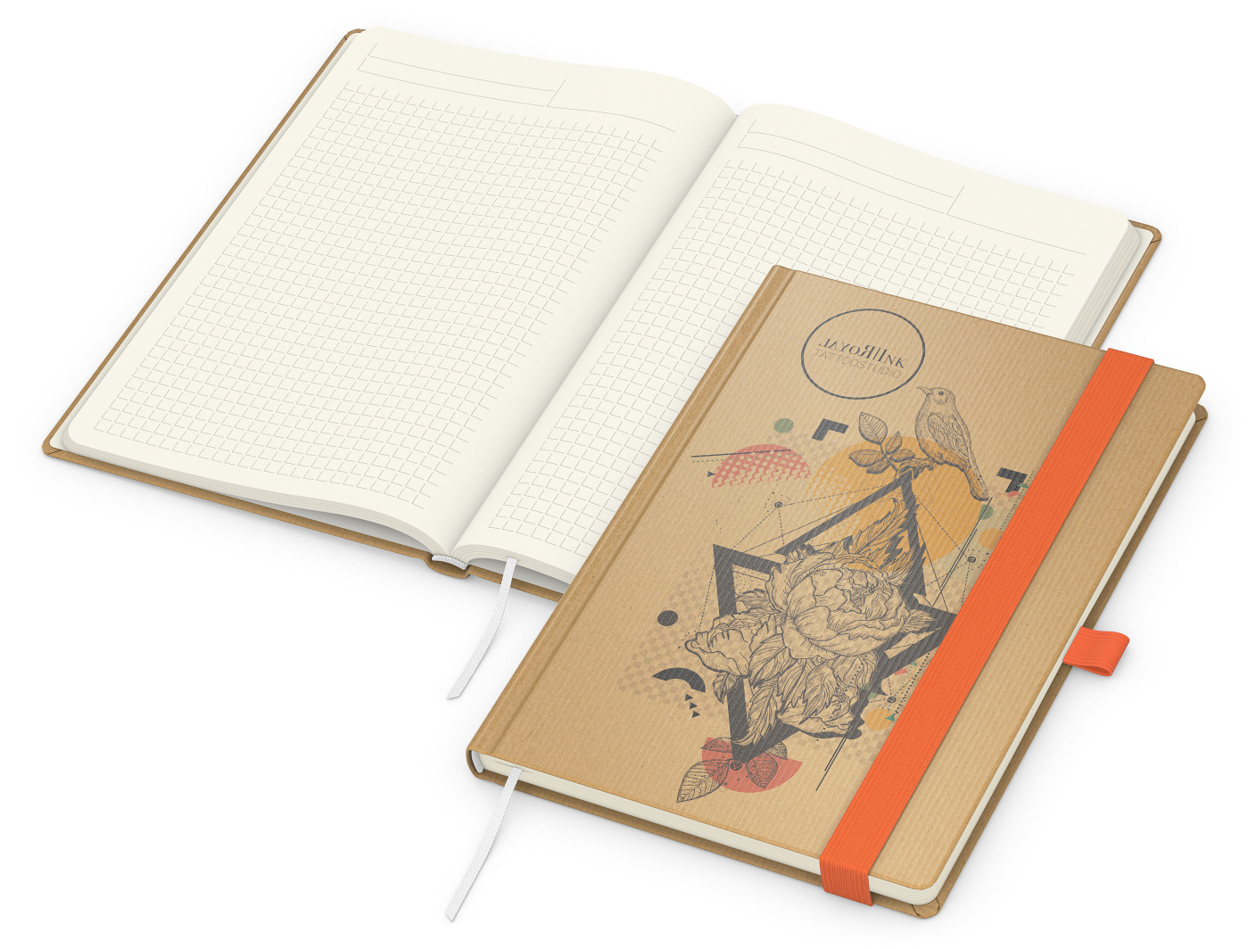 Notizbuch Match-Book Naturpapier-Hardcover individuell bedruckt