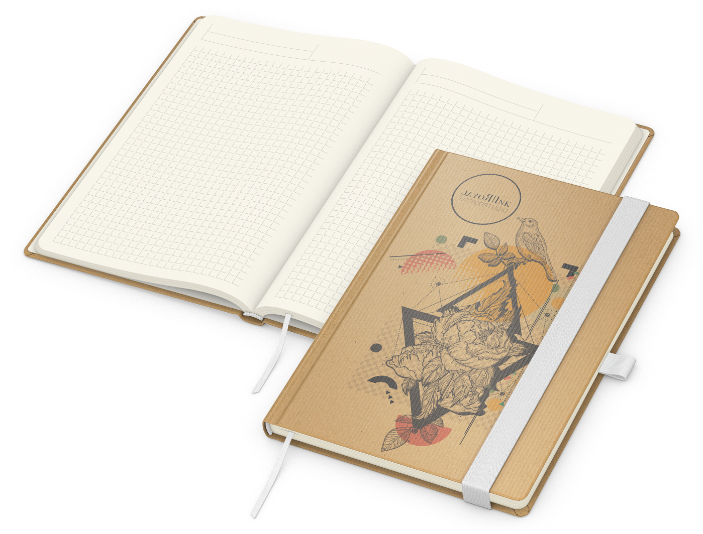 Notizbuch Match-Book Naturpapier-Hardcover individuell bedruckt