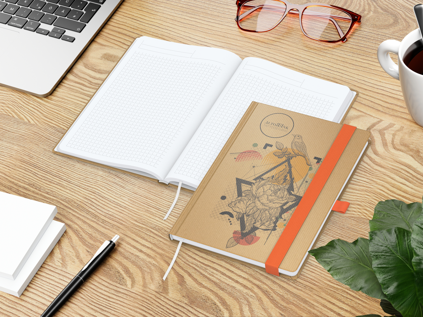 Notizbuch Match-Book Naturpapier-Hardcover individuell bedruckt