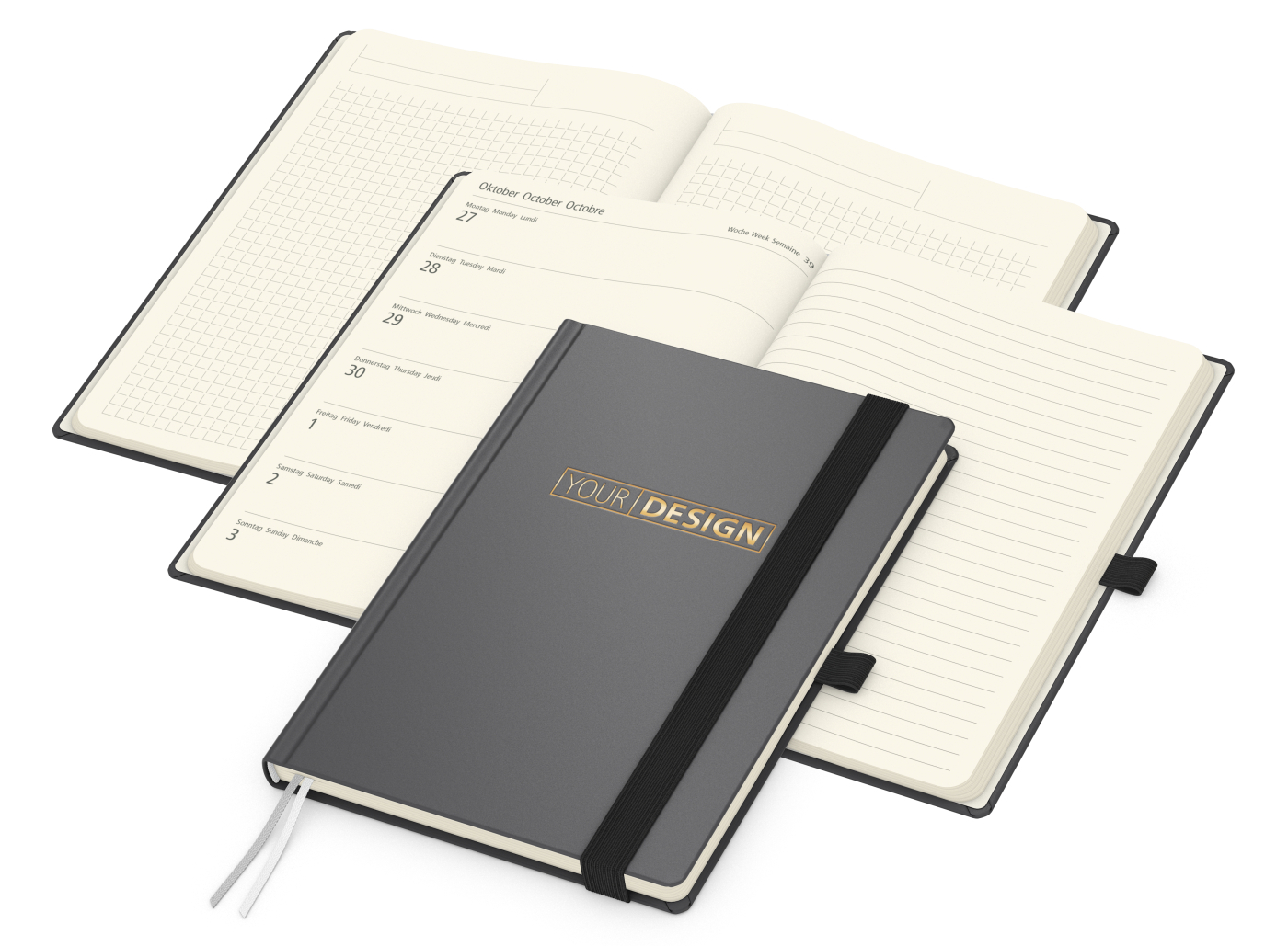 Wochenkalender links + Notizen rechts Vision-Hybrid Kunstleder-Hardcover A5