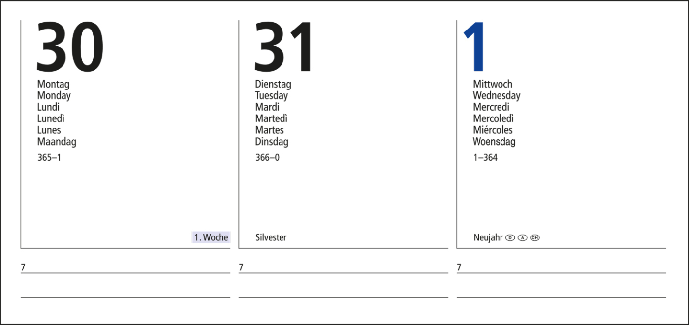 Wochenkalender Media 175 × 245 mm Kunstleder-Hardcover matt