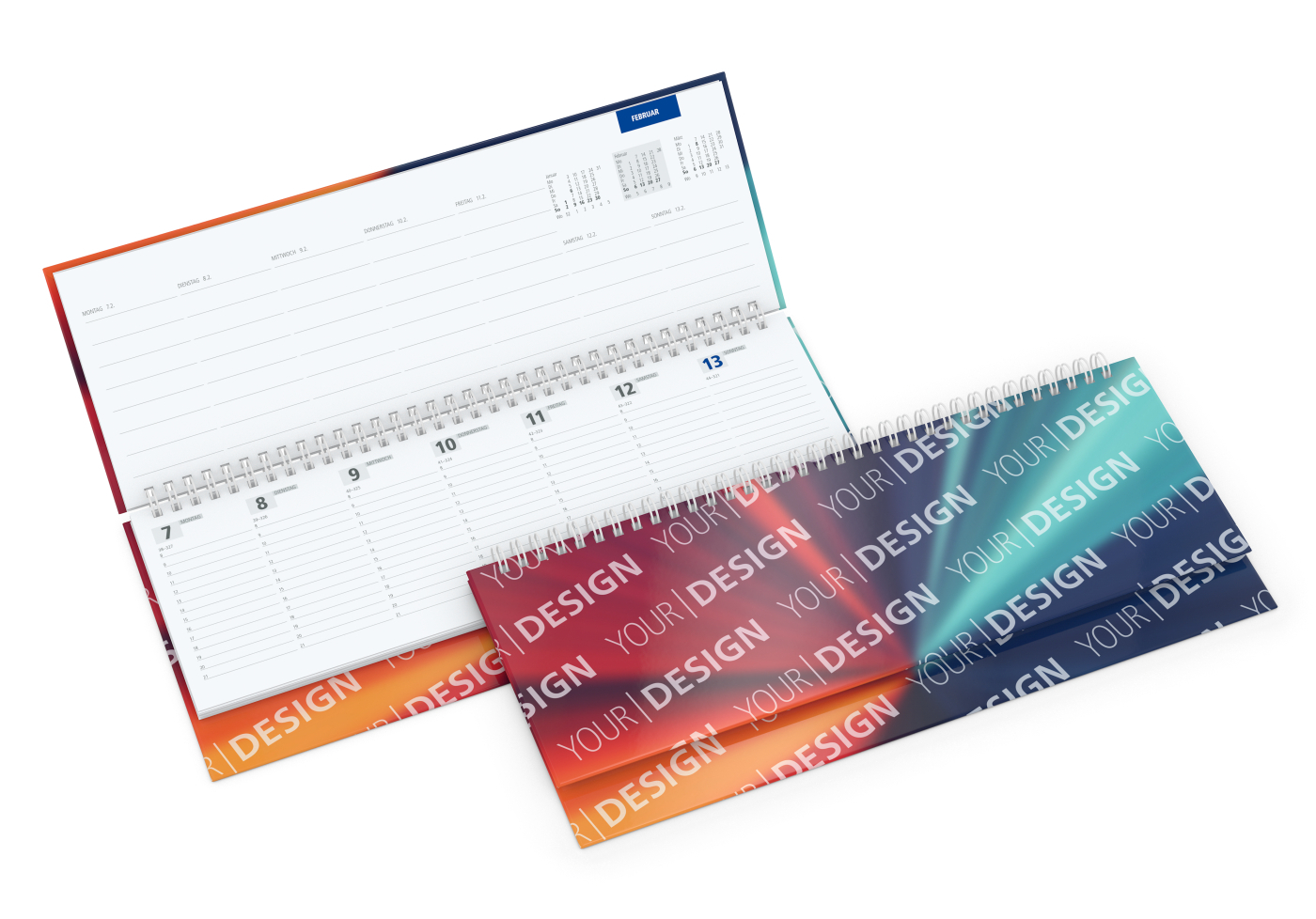 Tisch-Querkalender Master 1 Woche = 2 Seiten 8–21 Uhr