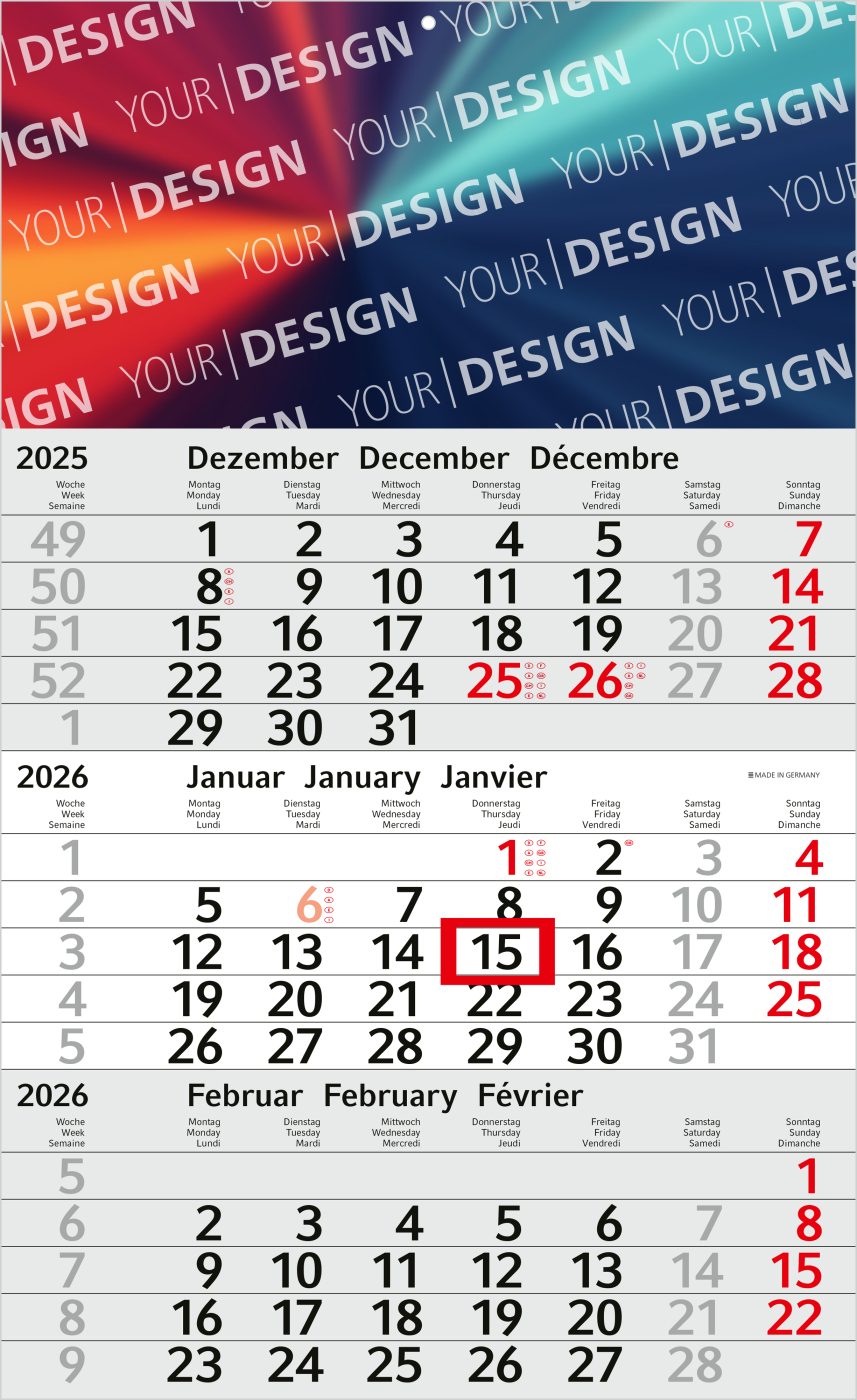 3-Monatskalender Budget 3 Bestseller (Einblatt)