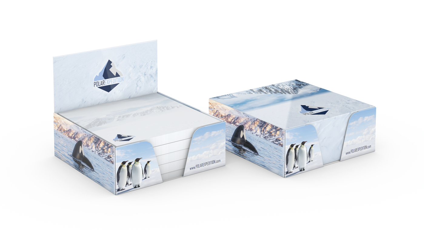 Haftnotiz-Box Pop-Up-Box Haftnotizblöcke weiß Karton-Box individuell bedruckt