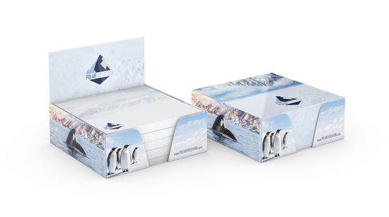 Haftnotiz-Box Pop-Up-Box Haftnotizblöcke weiß Karton-Box individuell bedruckt