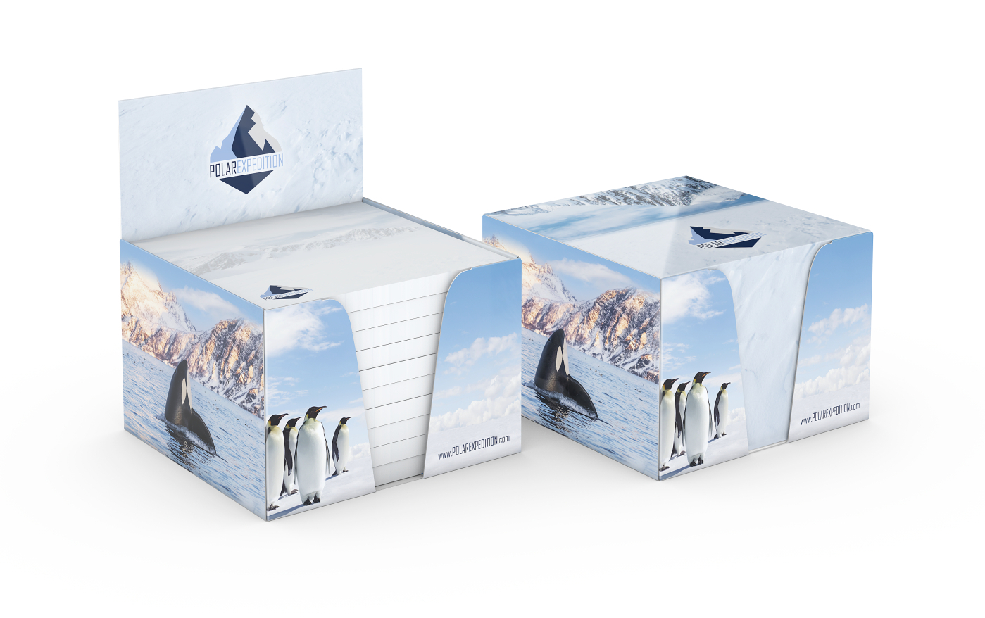 Haftnotiz-Box Pop-Up-Box Haftnotizblöcke weiß Karton-Box individuell bedruckt