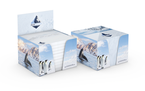 Haftnotiz-Box Pop-Up-Box Haftnotizblöcke weiß Karton-Box individuell bedruckt