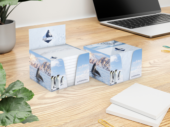 Haftnotiz-Box Pop-Up-Box Haftnotizblöcke weiß Karton-Box individuell bedruckt