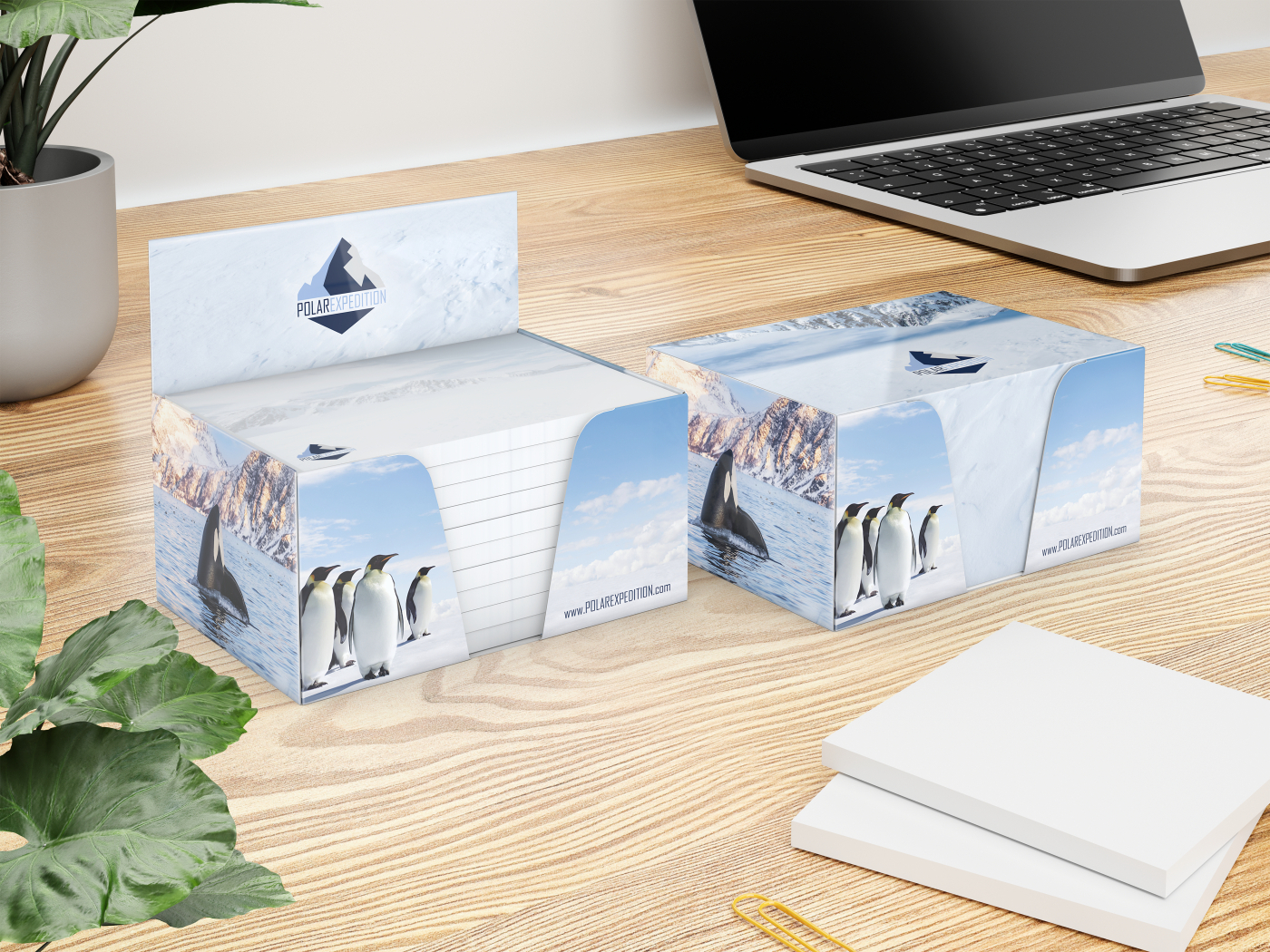 Haftnotiz-Box Pop-Up-Box Haftnotizblöcke weiß Karton-Box individuell bedruckt
