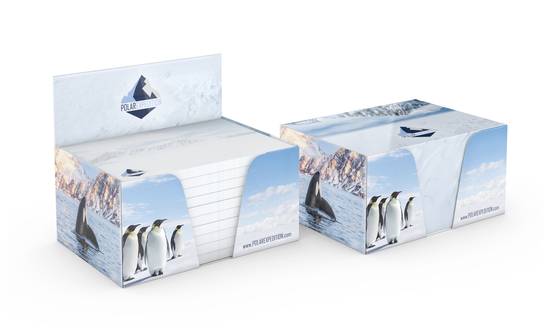 Haftnotiz-Box Pop-Up-Box Haftnotizblöcke weiß Karton-Box individuell bedruckt