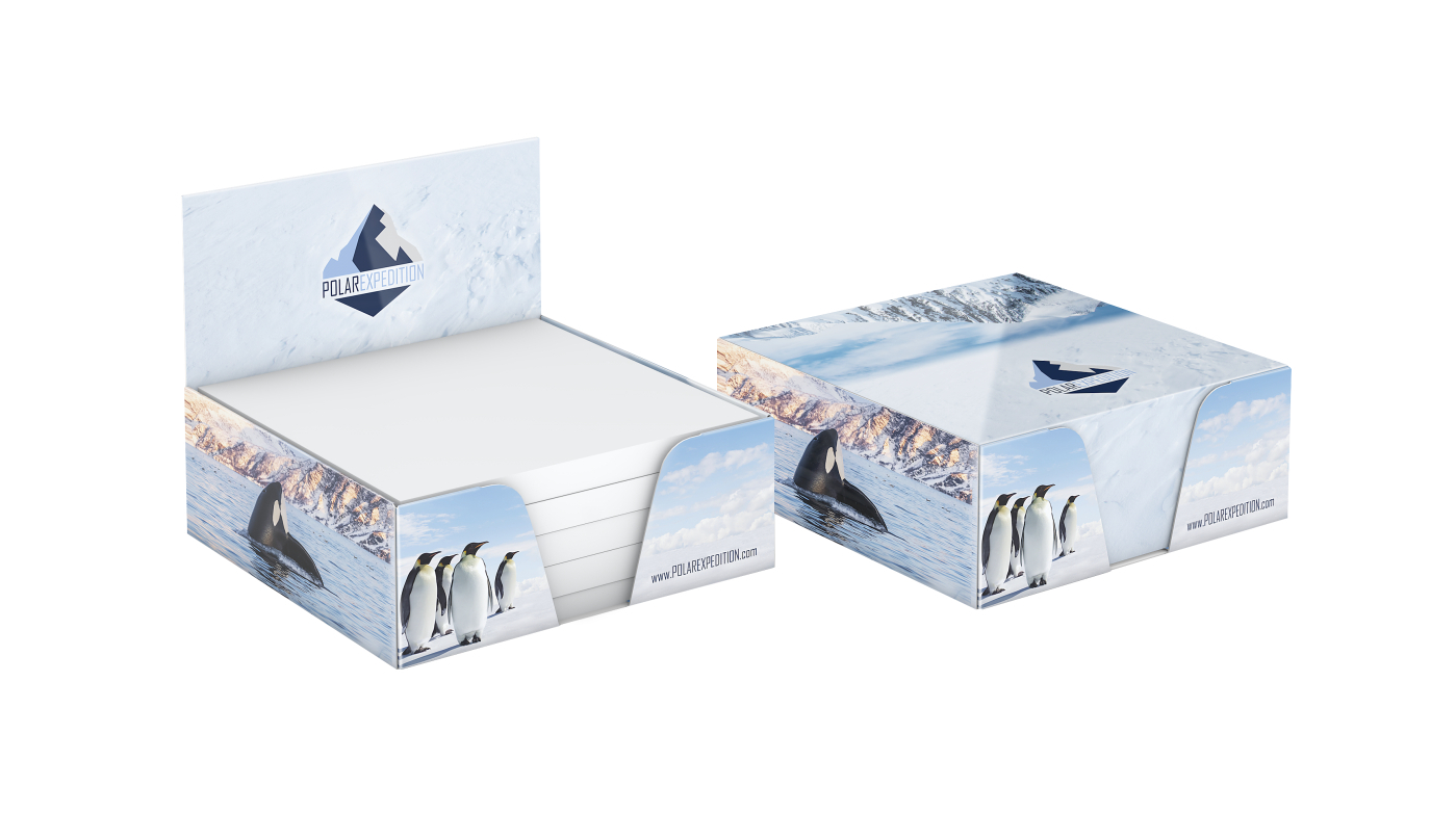 Haftnotiz-Box Pop-Up-Box Haftnotizblöcke weiß Karton-Box individuell bedruckt