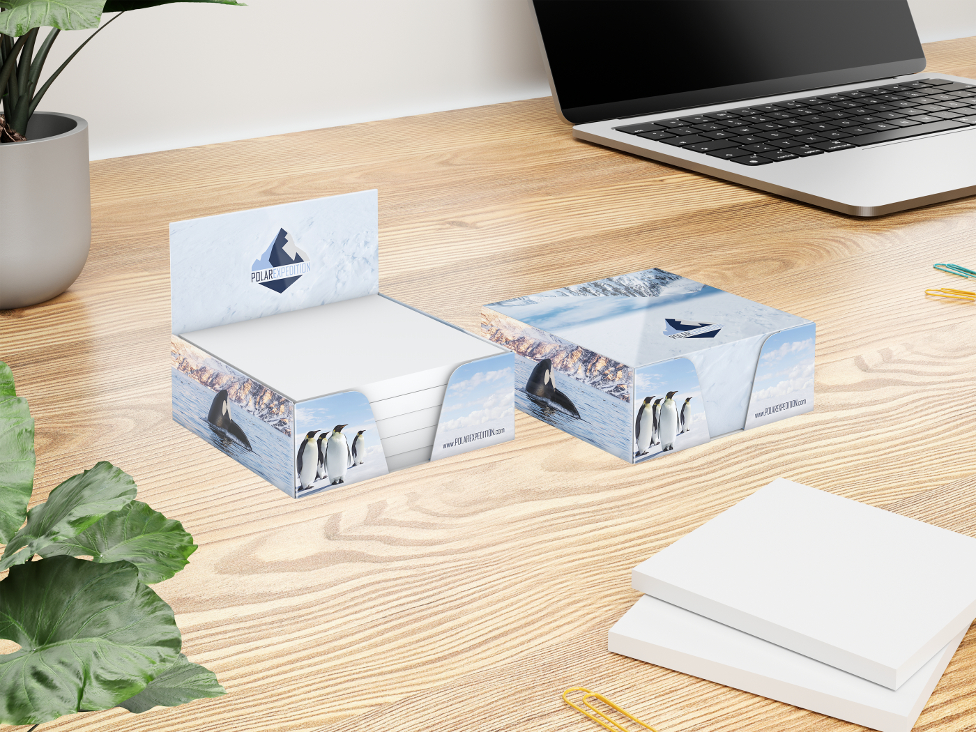 Haftnotiz-Box Pop-Up-Box Haftnotizblöcke weiß Karton-Box individuell bedruckt