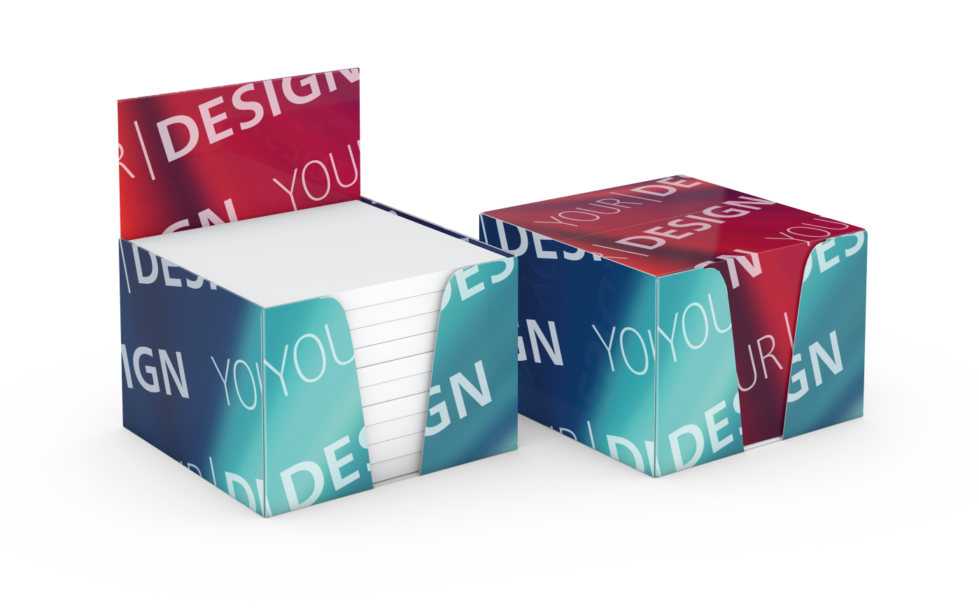 Haftnotiz-Box Pop-Up-Box Haftnotizblöcke weiß Karton-Box individuell bedruckt