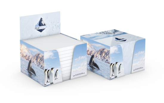 Haftnotiz-Box Pop-Up-Box Haftnotizblöcke weiß Karton-Box individuell bedruckt