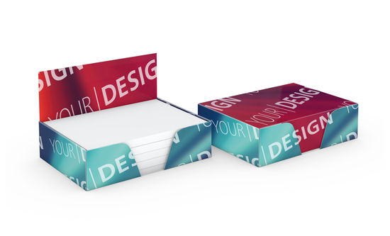 Haftnotiz-Box Pop-Up-Box Haftnotizblöcke weiß Karton-Box individuell bedruckt