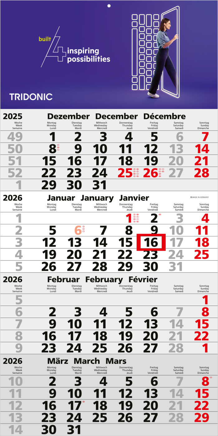 4-Monatskalender Mega 4 Bestseller (Einblatt)