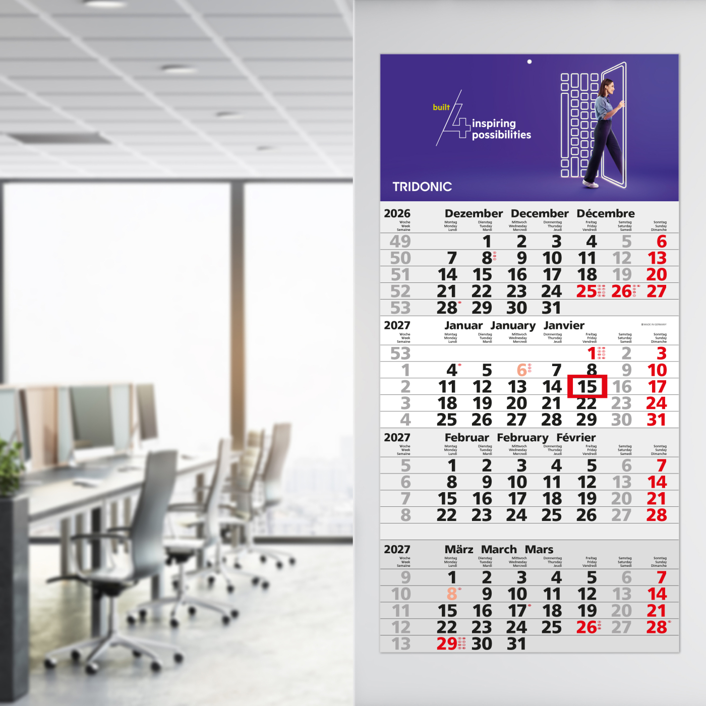 4-Monatskalender Einblatt Mega 4 A Schrift klassisch