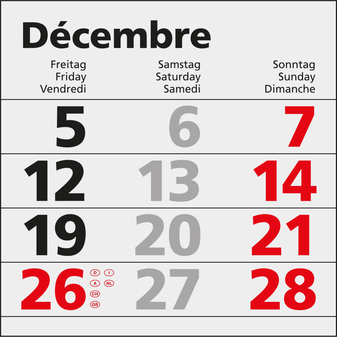 4-Monatskalender Einblatt Mega 4 A Schrift klassisch