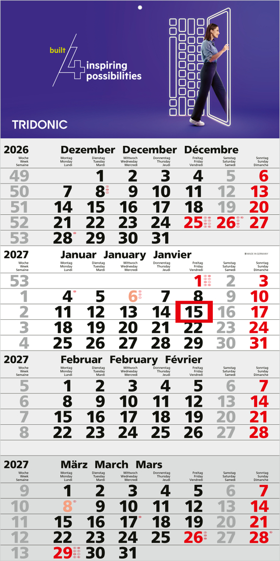 4-Monatskalender Einblatt Mega 4 A Schrift klassisch