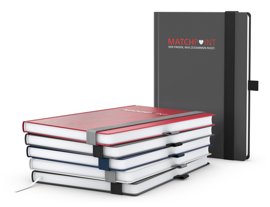 Notizbuch Vision-Book Kunstleder-Hardcover matt-farbig, DIN A4, Papierfarbe/Lineatur Hochweiß/Winkelkaro, Siebdruck-Digital inkl.