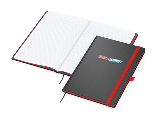 Notizbuch Hardcover Color-Book Ausstattung farbig, DIN A4, Lineatur Winkelkaro, Siebdruck-Digital inkl.