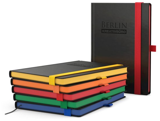 Notizbuch Hardcover Color-Book Ausstattung farbig, DIN A4, Lineatur Winkelkaro, Blindprägung inkl.