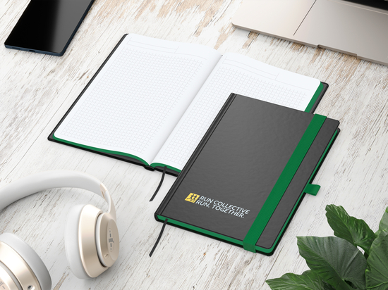 Notizbuch Hardcover Color-Book Ausstattung farbig, DIN A5, Lineatur Winkelkaro, Siebdruck-Digital inkl.