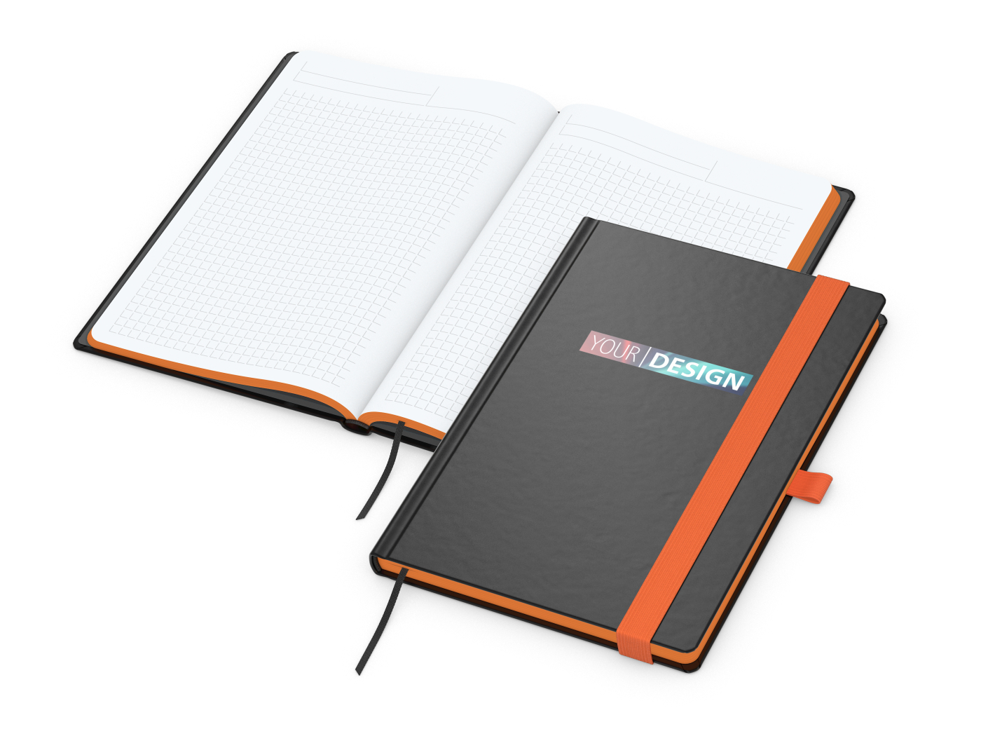 Notizbuch Hardcover Color-Book Ausstattung farbig, DIN A5, Lineatur Winkelkaro, Siebdruck-Digital inkl.