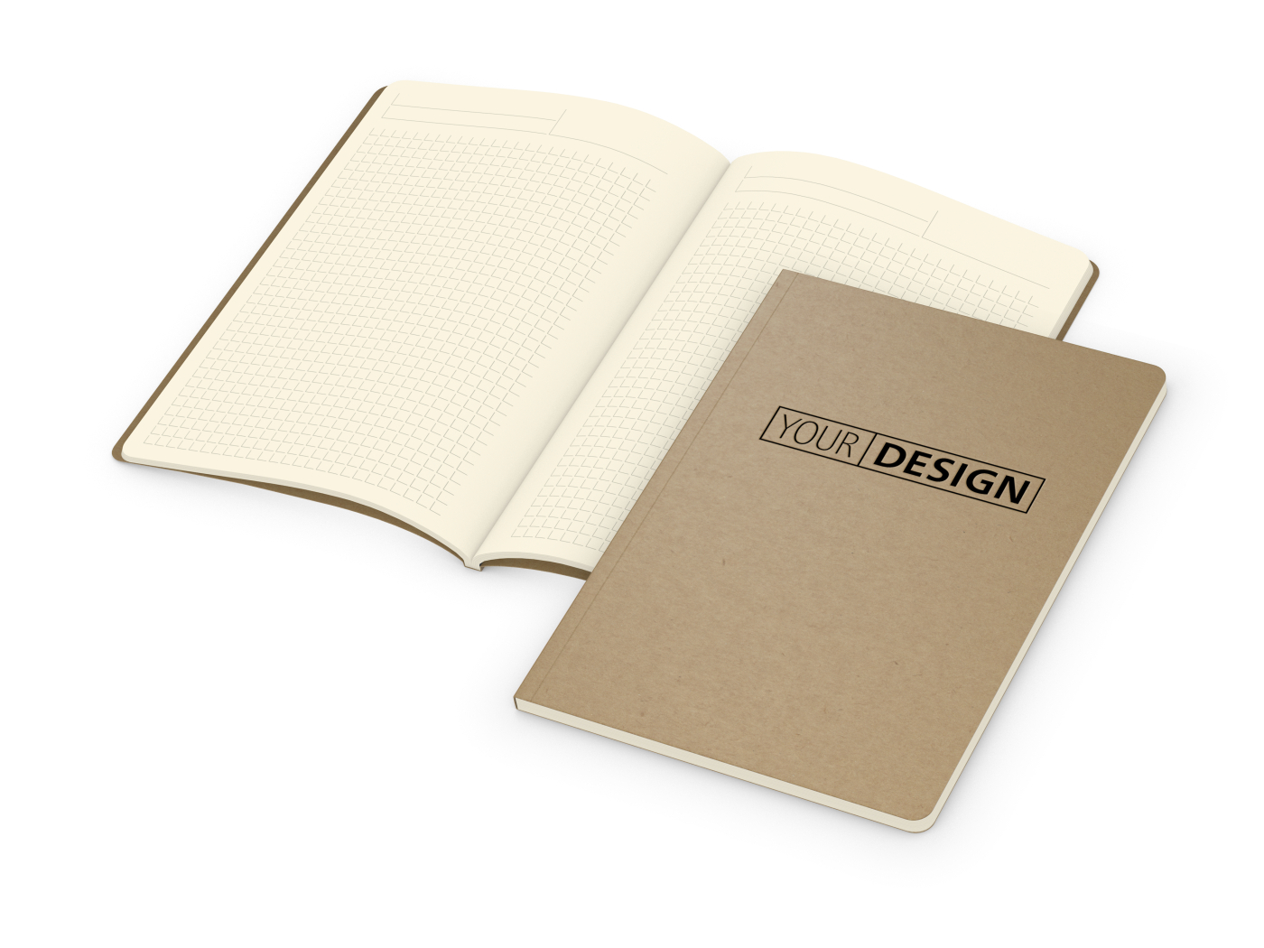 Notizbuch Copy-Book Seiten cremefarben Naturkarton-Softcover farbig
