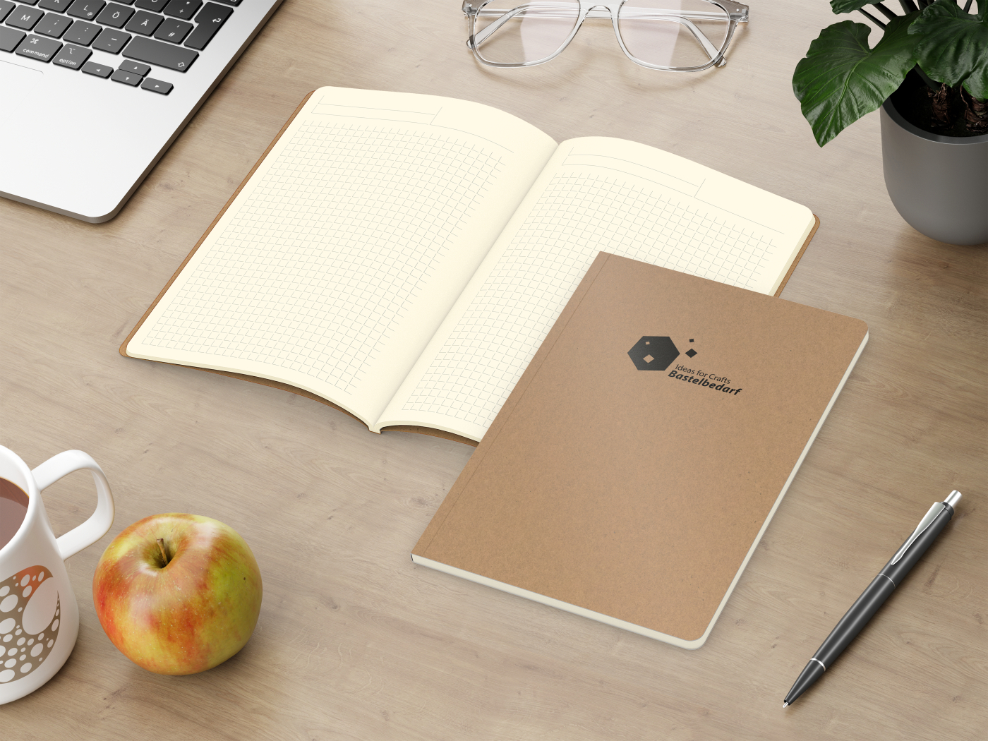 Notizbuch Copy-Book Seiten cremefarben Naturkarton-Softcover farbig