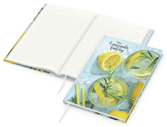 Notizbuch Note-Book RECYCLING Ecken spitz Papier-Hardcover individuell bedruckt
