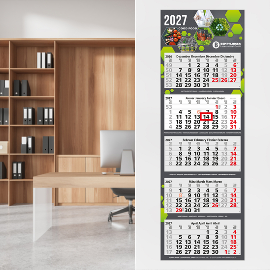 5-Monatskalender Mehrblock Penta Light 5 Werbung auf Rückwand