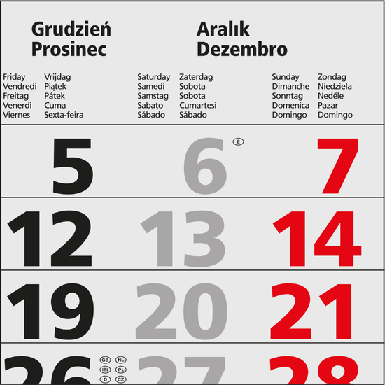 3-Monatskalender Mehrblock Maxi Light 3 mehrsprachig