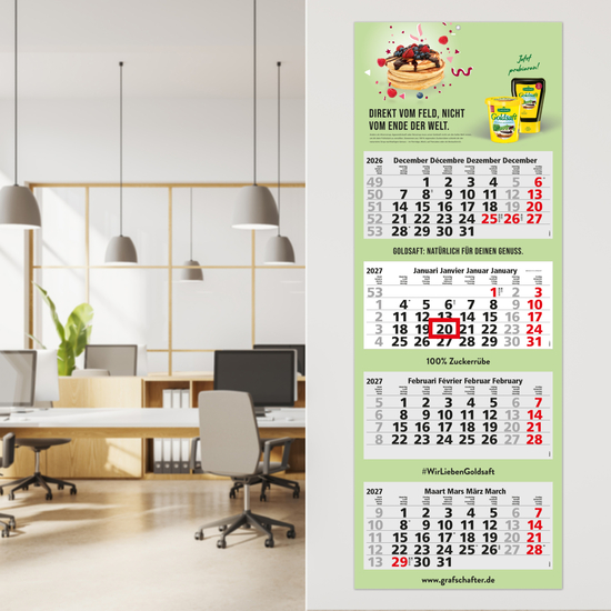 4-Monatskalender Mehrblock Quadro Light 4 mehrsprachig