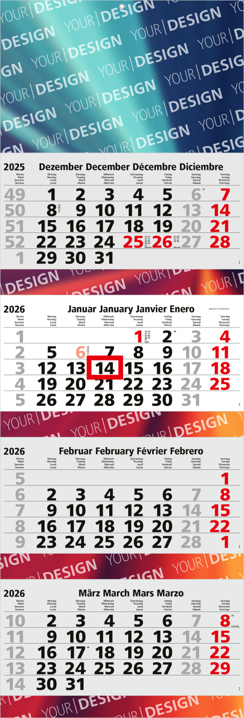 4-Monatskalender Quadro 4 Post Bestseller (Mehrblock)